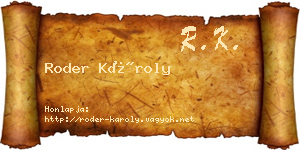 Roder Károly névjegykártya