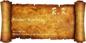 Roder Károly névjegykártya